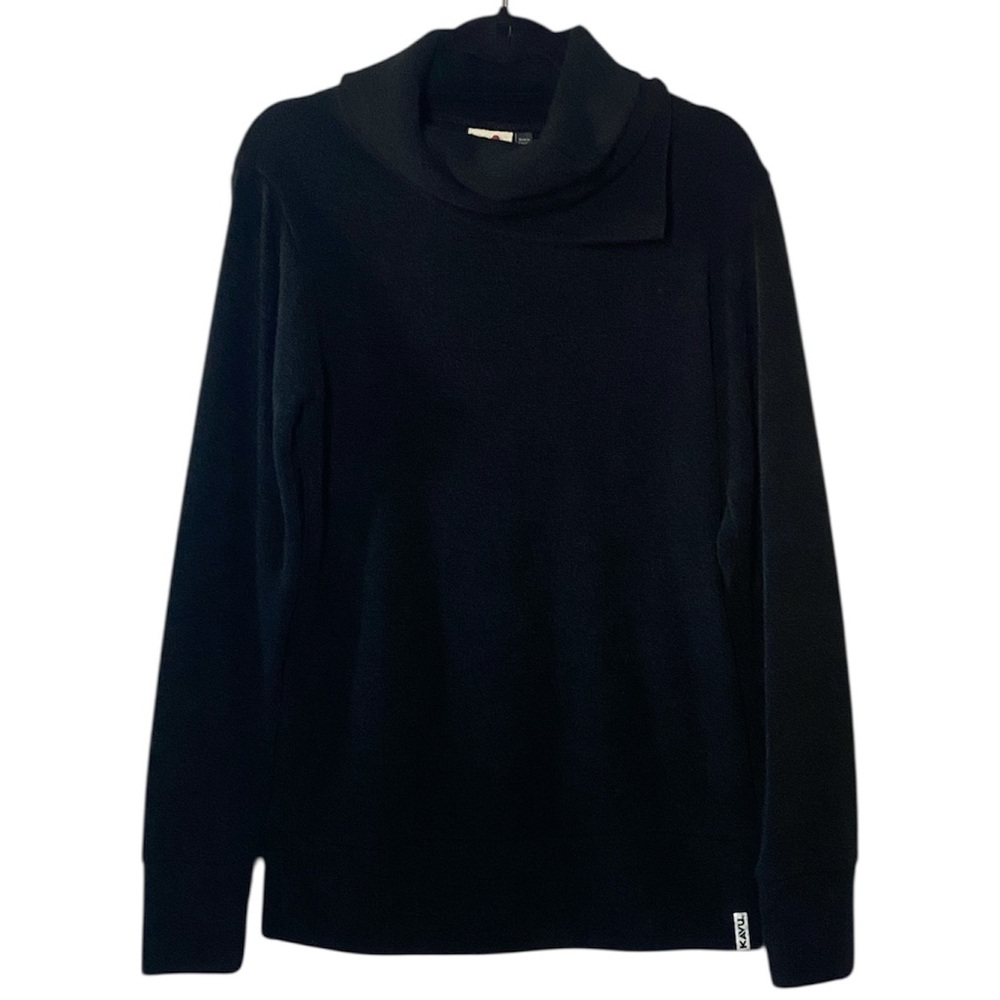 KAVU Sweater Women’s Large Black Textured Knit Cowl Neck Long Sleeve Pullover